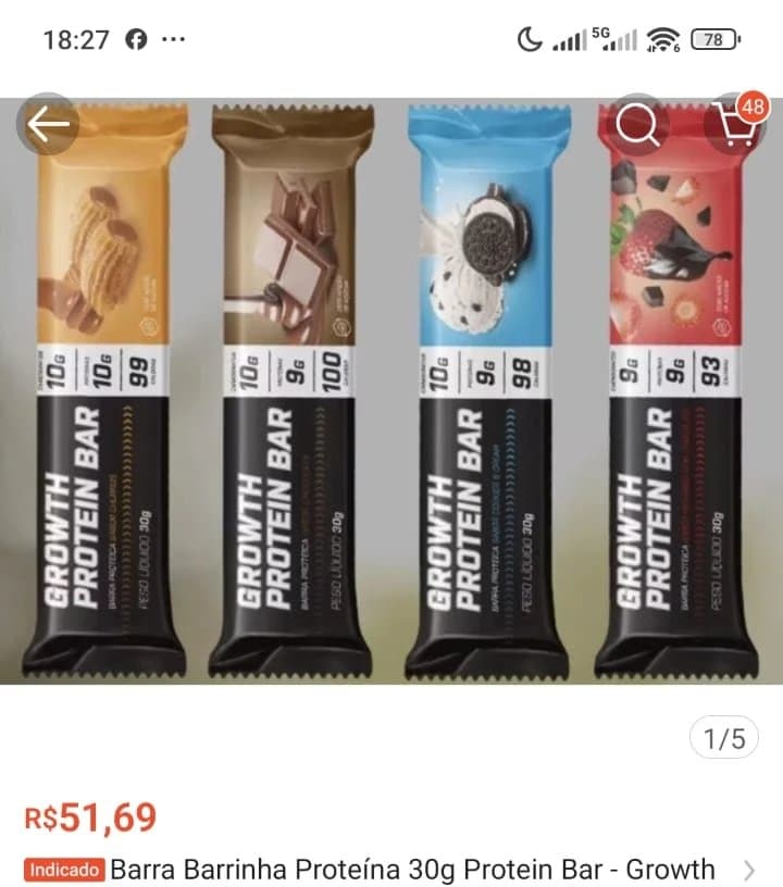 Barra Barrinha Proteína 30g Protein Bar - Growth Supplements - Caixa com 12un