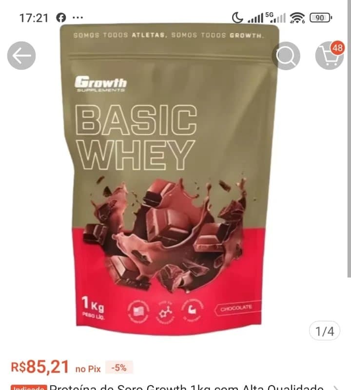 Proteína de Soro Growth 1kg com Alta Qualidade Nutricional (Basic Whey)