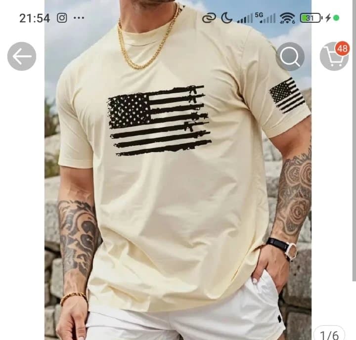 Camisa Masculina Bandeira EUA Arms Camiseta Casual Promoção