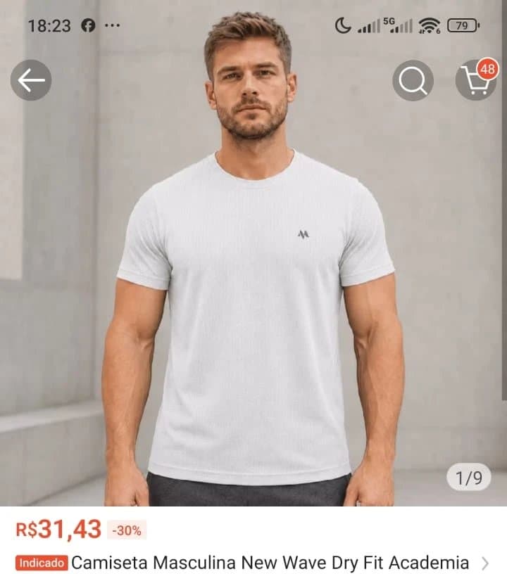 Camiseta Masculina New Wave Dry Fit Academia e Corrida