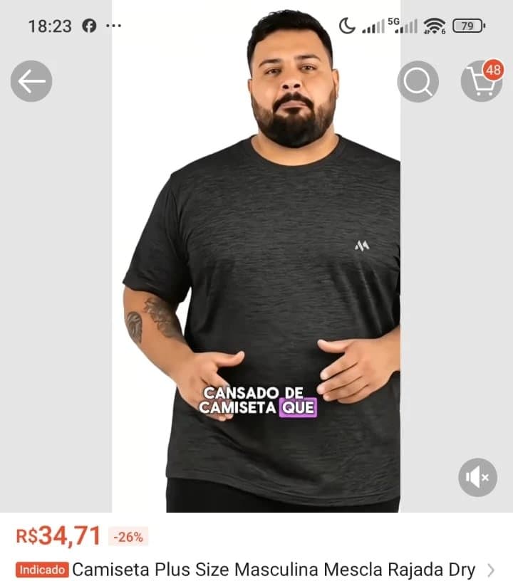 Camiseta Plus Size Masculina Mescla Rajada Dry Fit Anti Odor Conforto Máximo