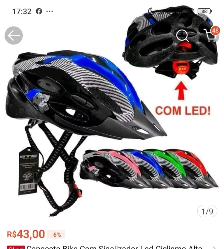 Capacete Bike Com Sinalizador Led Ciclismo Alta Proteção