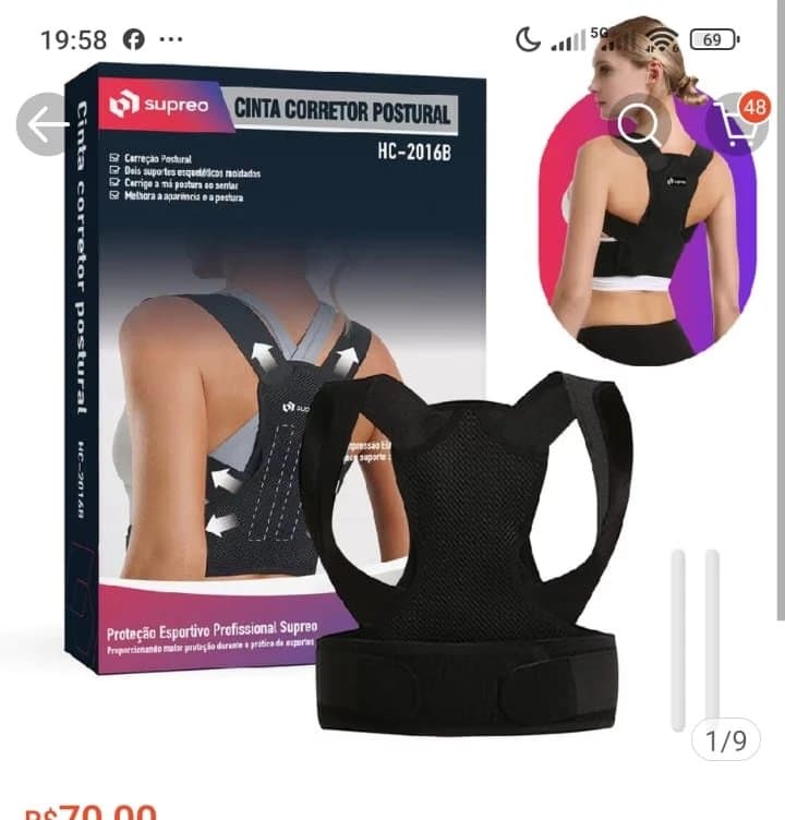 Colete Corretor de Postura Ergonômico Cinta Para Coluna Compressão Unissex Corrigir Lombar Cervical