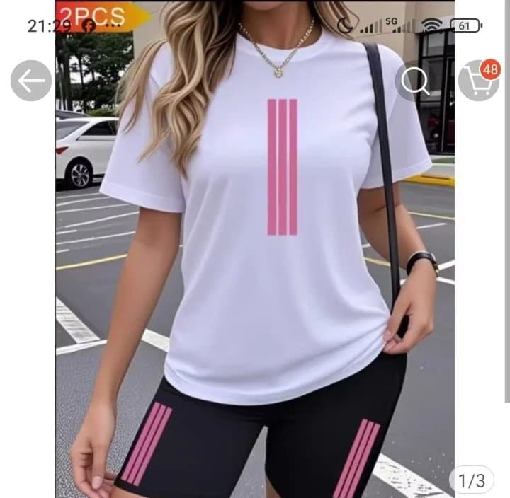 Conjunto Academia Camiseta/Short Legging - Três Faixas