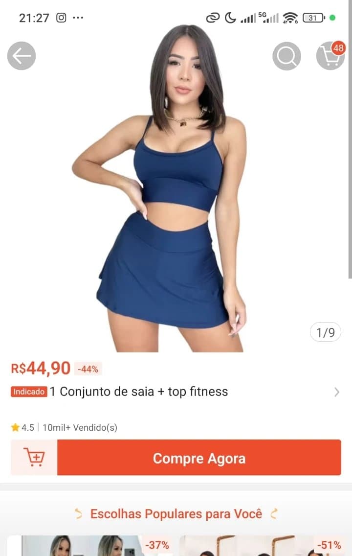 Conjunto de Saia + Top Fitness