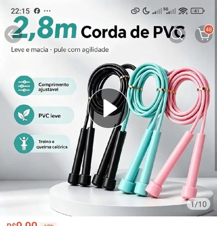 Corda De Pular Profissional PVC 280cm - Ajustável E Antiderrapante Para Treino Fitness