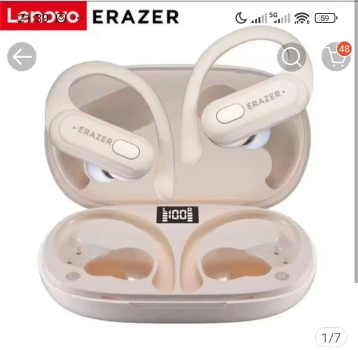 Fone De Ouvido Sem Fio Lenovo Erazer Clip Xt60b Esportes Academia Cor Bege