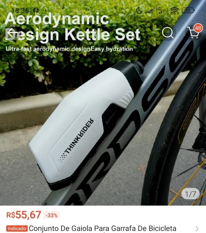 Conjunto De Gaiola Para Garrafa De Bicicleta Aerodinâmica THINKRIDER, Água De 650ml