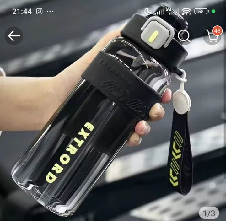 Garrafa de Água 800ml com Canudo, Alça e Antivazamento
