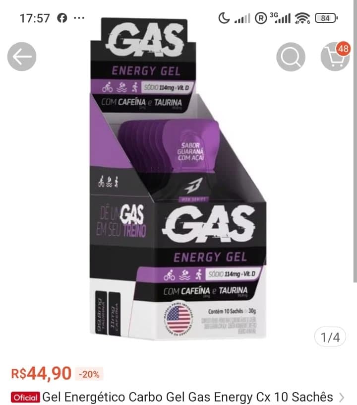 Gel Energético Carbo Gel Gas Energy Cx 10 Sachês Bodyaction