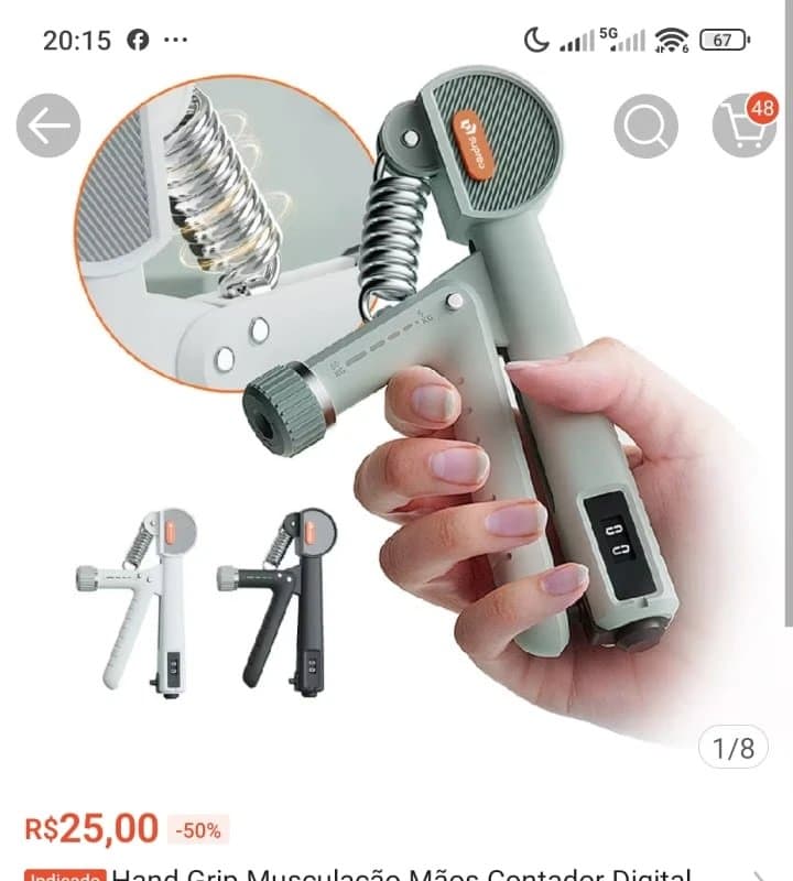 Hand Grip Musculação Mãos Contador Digital Com Mola Ajustável Antebraço 60kg