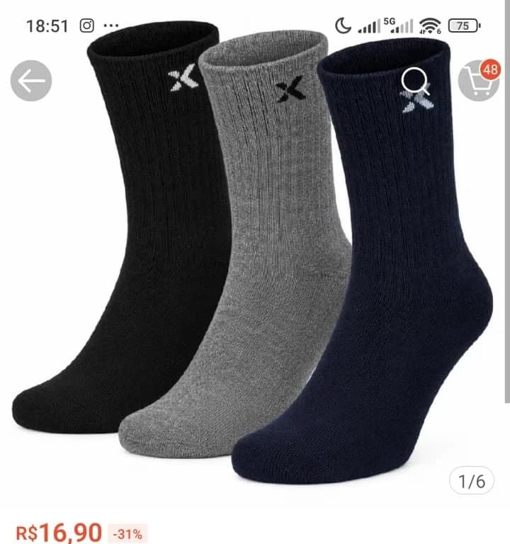 Kit 15 Pares de Meias Algodão Cano Longo Unissex Masculina e Feminina Confortável