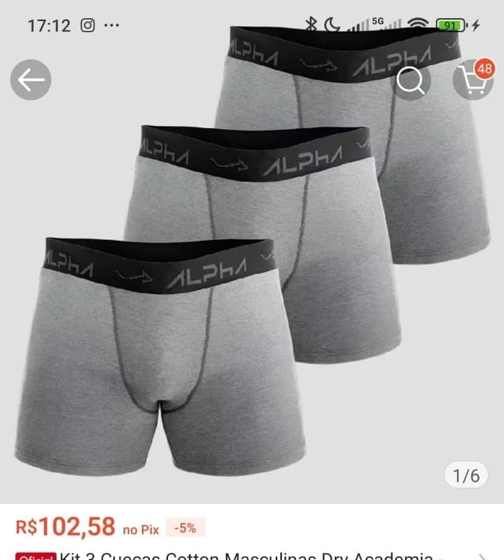 Kit 3 Cuecas Cotton Masculinas Dry Academia - Alpha