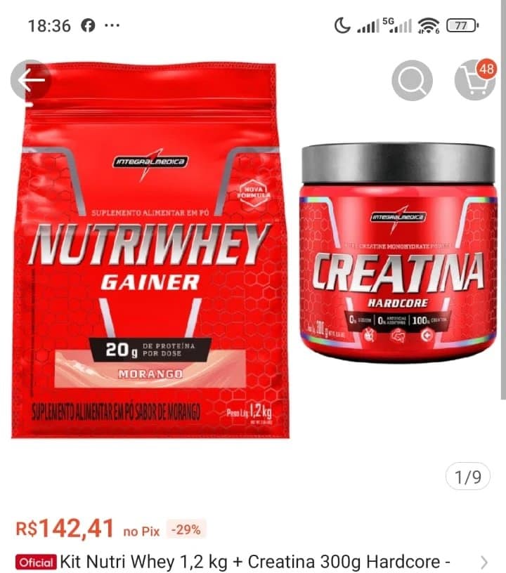 Kit Nutri Whey 1,2kg + Creatina 300g Hardcore - Integral Médica