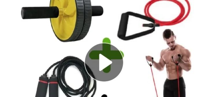 Kit Treine Em Casa Com Rodinha Abdominal + Elástico De Tensão + Corda de Pular