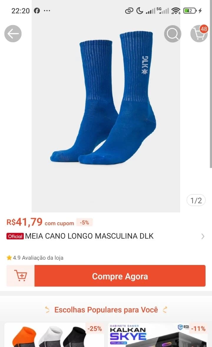 Meia Cano Longo Masculina DLK