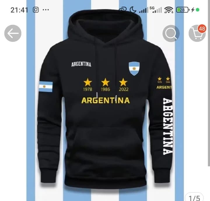 Moletom com Capuz Masculino Bandeira da Argentina - Design Gráfico Patriótico 1986 & 2022