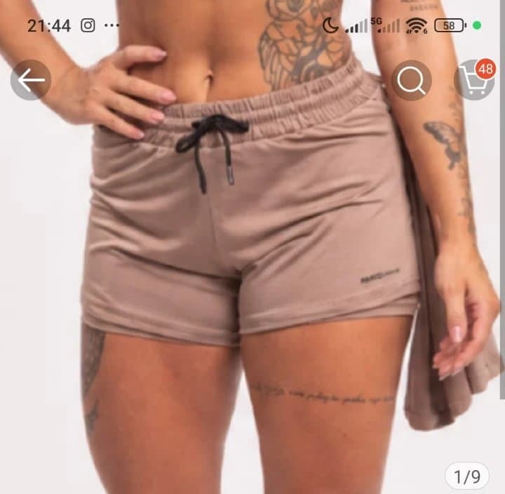 Short 2em1 Paco Stasczak Feminino Short Duplo de Alta Qualidade Bolso Oculto Tecido Geladinho