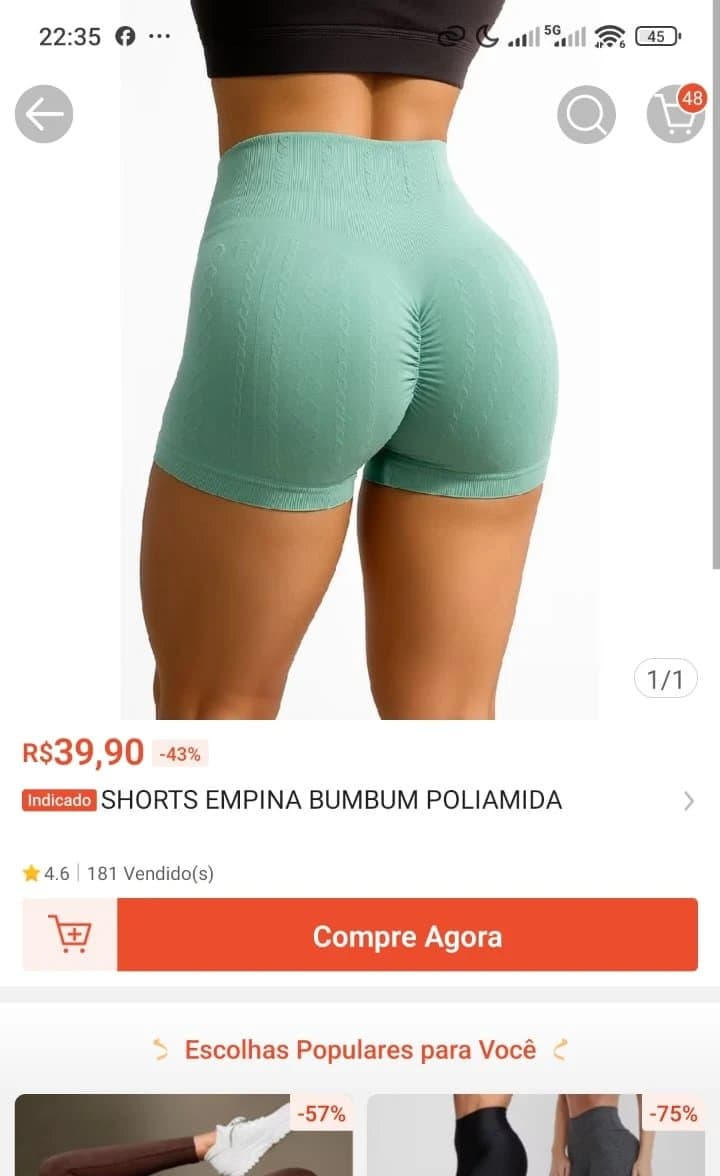Shorts Empina Bumbum Poliamida