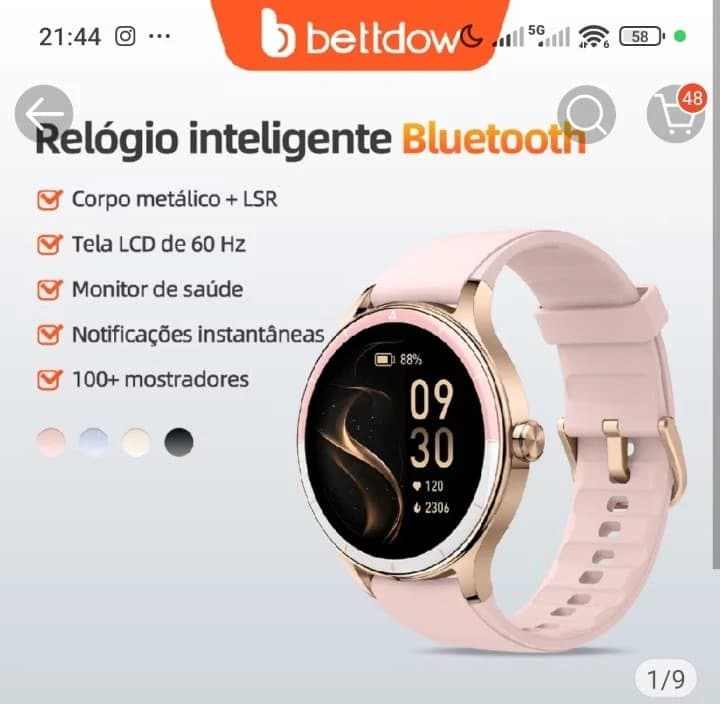 Smartwatch Feminino Bettdow: Tela LCD de 1,27 Polegadas, Resistência à Água IP68