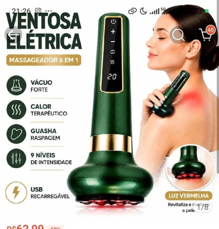 Ventosa Elétrica Massageador A Vácuo GuaSha Beleza Saúde Massagem De Raspagem De Calor